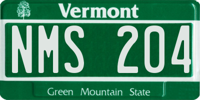 VT license plate NMS204