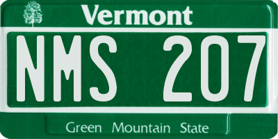 VT license plate NMS207