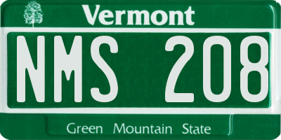 VT license plate NMS208