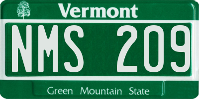 VT license plate NMS209