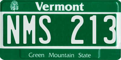 VT license plate NMS213