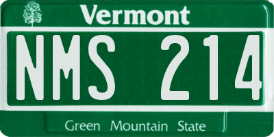 VT license plate NMS214