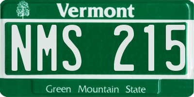 VT license plate NMS215