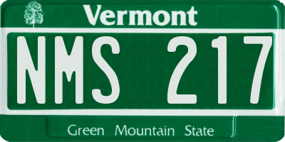 VT license plate NMS217