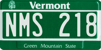 VT license plate NMS218