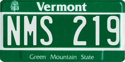 VT license plate NMS219