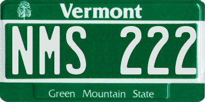VT license plate NMS222