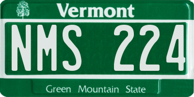 VT license plate NMS224