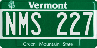 VT license plate NMS227