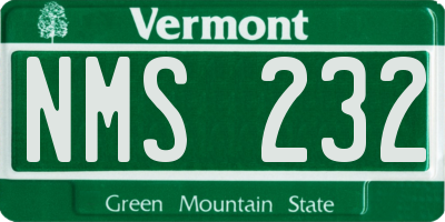 VT license plate NMS232