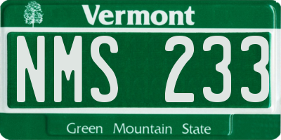 VT license plate NMS233
