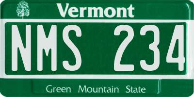 VT license plate NMS234