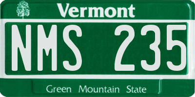 VT license plate NMS235