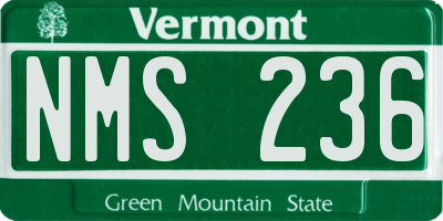 VT license plate NMS236