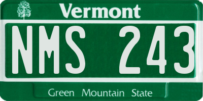 VT license plate NMS243