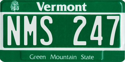 VT license plate NMS247