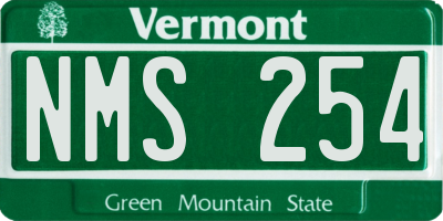 VT license plate NMS254