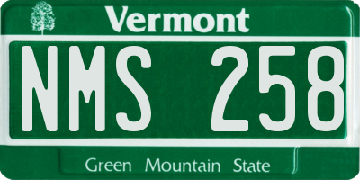 VT license plate NMS258