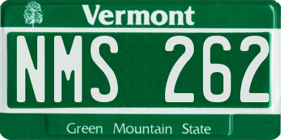VT license plate NMS262