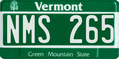 VT license plate NMS265