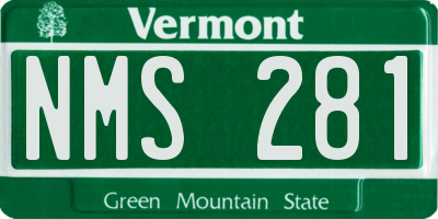 VT license plate NMS281