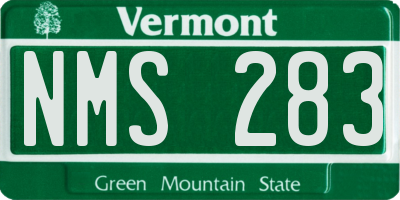 VT license plate NMS283