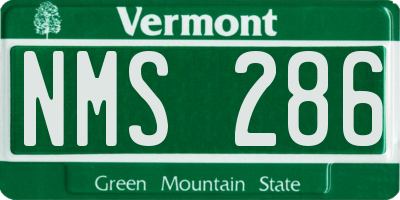 VT license plate NMS286