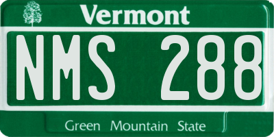 VT license plate NMS288