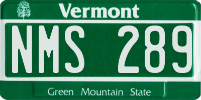 VT license plate NMS289