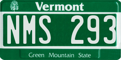VT license plate NMS293