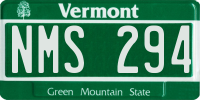 VT license plate NMS294