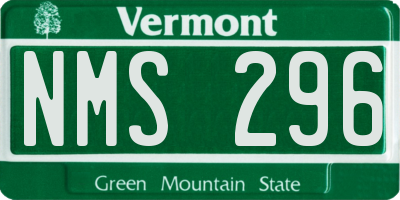 VT license plate NMS296