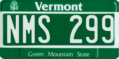 VT license plate NMS299