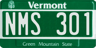 VT license plate NMS301