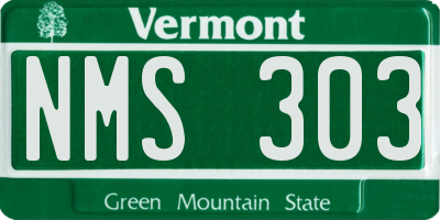 VT license plate NMS303