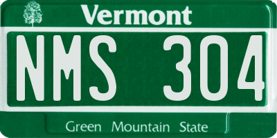 VT license plate NMS304