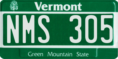 VT license plate NMS305