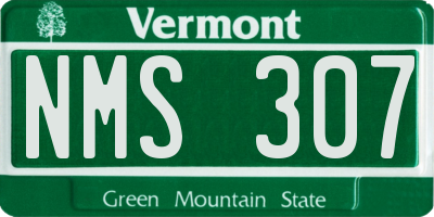VT license plate NMS307