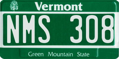 VT license plate NMS308