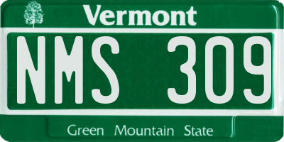 VT license plate NMS309