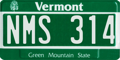 VT license plate NMS314