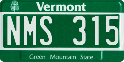 VT license plate NMS315