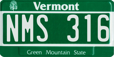 VT license plate NMS316