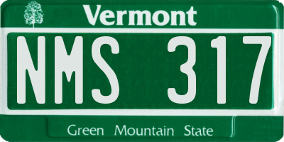VT license plate NMS317