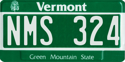 VT license plate NMS324