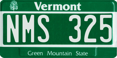 VT license plate NMS325