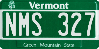 VT license plate NMS327