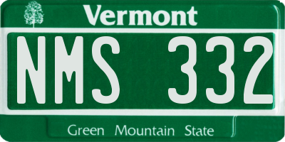 VT license plate NMS332
