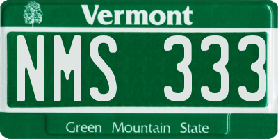 VT license plate NMS333