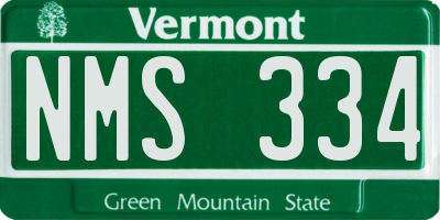 VT license plate NMS334